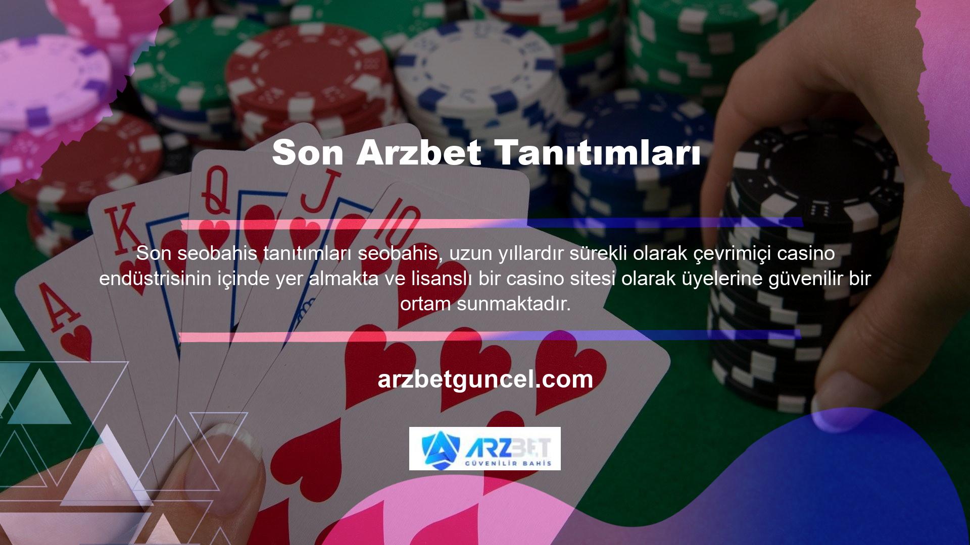 Dolandırıcılık sitelerinin sayısının arttığı casino sektöründe sıkı şartlar altında lisanslanan Arzbet, her türlü işlemi sorunsuz bir şekilde gerçekleştirebilmektedir